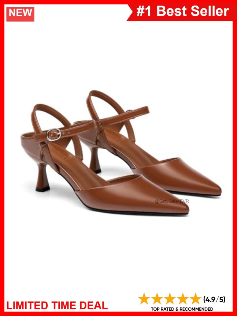 Kitten Heel Pointed Toe Pumps with Adjustable Strap